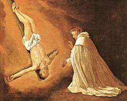 Francisco de Zurbaran: Ukazanie się Świętego Piotra Apostoła Świętemu Piotrowi Nolasco, olej na płótnie, Muzeum Prado, Madryt